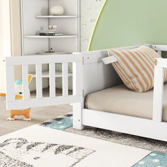 Bellemave® Twin Size Floor Bed with Built - in Book Storage Rack, Door - Bellemave