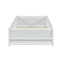 Bellemave® Twin Size Floor Bed with Built - in Book Storage Rack, Door - Bellemave