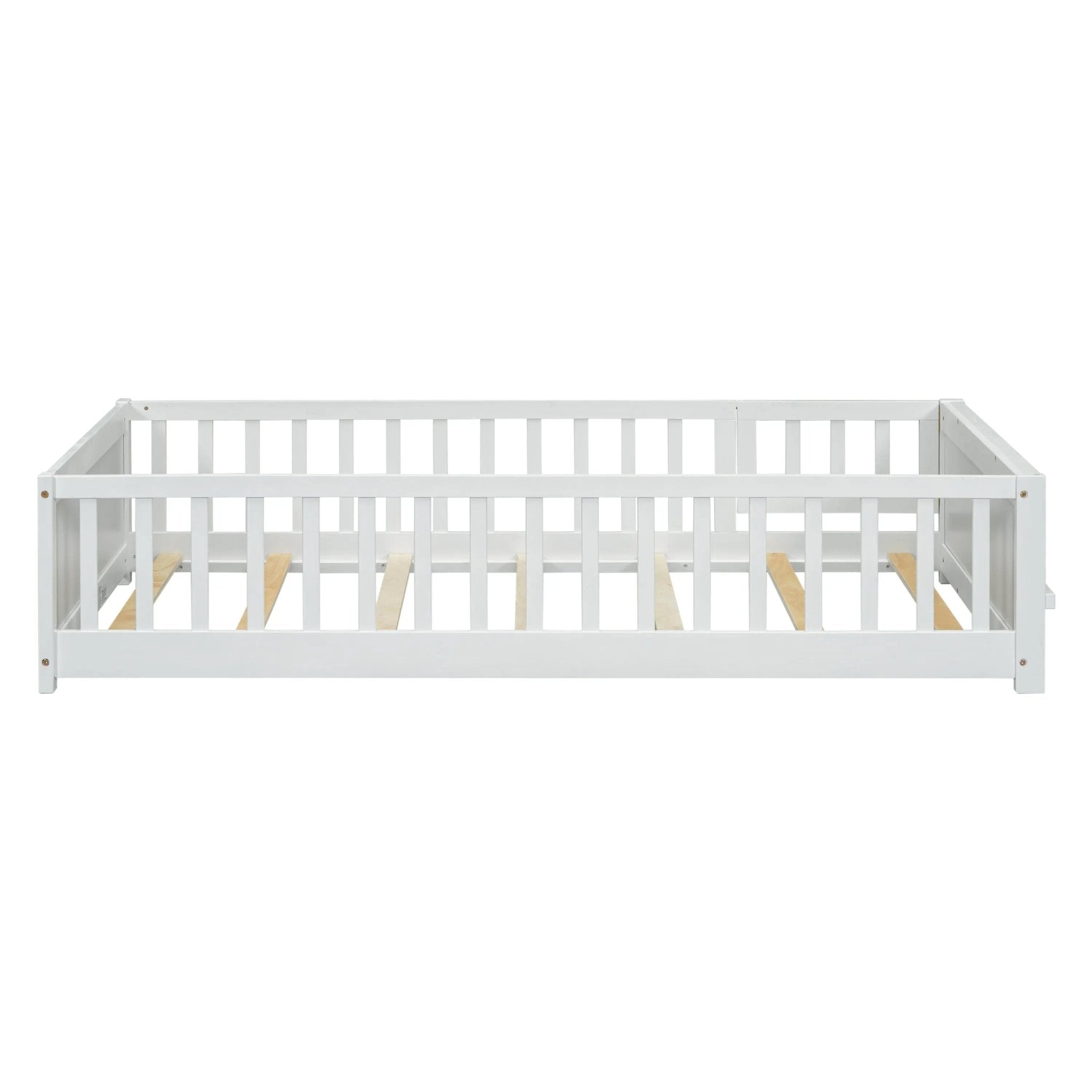 Bellemave® Twin Size Floor Bed with Built - in Book Storage Rack, Door - Bellemave