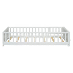 Bellemave® Twin Size Floor Bed with Built - in Book Storage Rack, Door - Bellemave