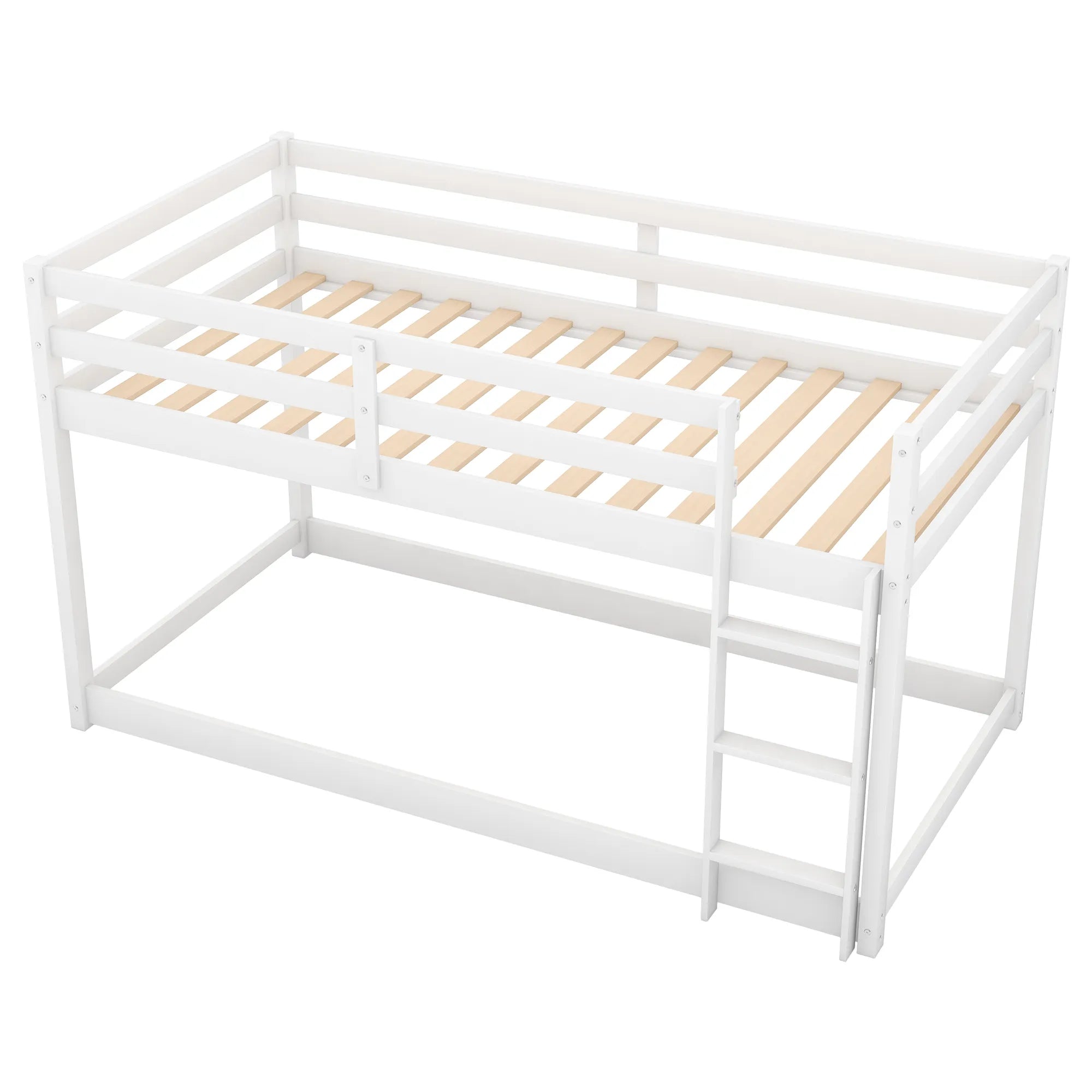 Bellemave® Twin Size Floor Bunk Bed with Ladder - Bellemave