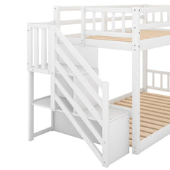 Bellemave® Twin Size Floor Bunk Bed with Ladder and Storage - Bellemave