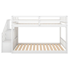 Bellemave® Twin Size Floor Bunk Bed with Ladder and Storage - Bellemave