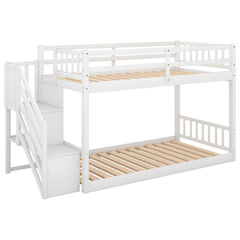 Bellemave® Twin Size Floor Bunk Bed with Ladder and Storage - Bellemave