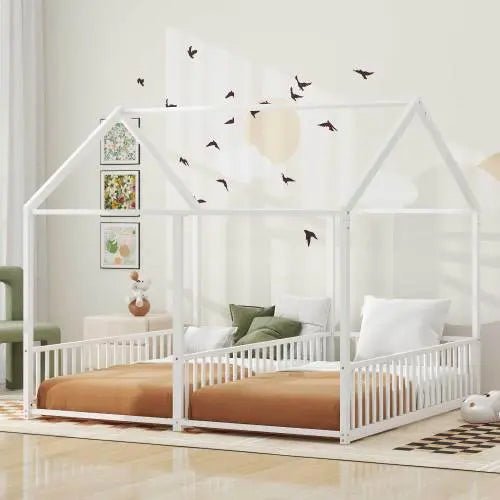Bellemave® Twin Size Floor House Beds with Two Shared Bed - Bellemave