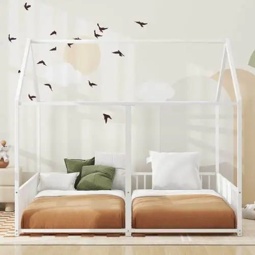 Bellemave® Twin Size Floor House Beds with Two Shared Bed - Bellemave