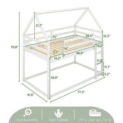 Bellemave® Twin Size Floor House Bunk Bed with Ladder - Bellemave