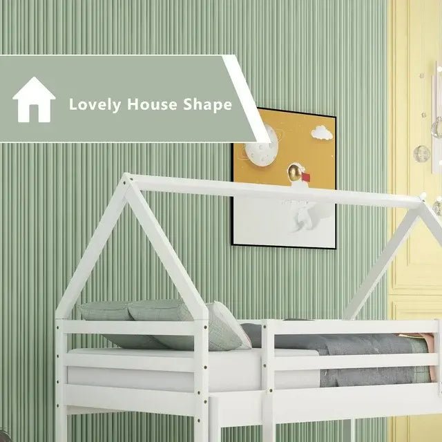 Bellemave® Twin Size Floor House Bunk Bed with Ladder - Bellemave