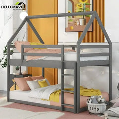 Bellemave® Twin Size Floor House Bunk Bed with Ladder - Bellemave