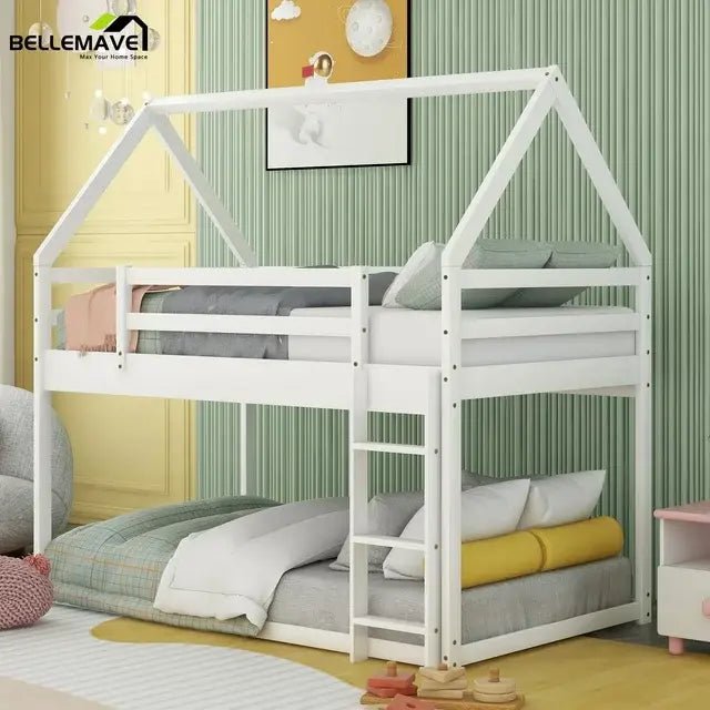Bellemave® Twin Size Floor House Bunk Bed with Ladder - Bellemave