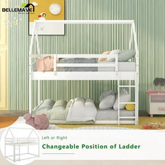 Bellemave® Twin Size Floor House Bunk Bed with Ladder - Bellemave