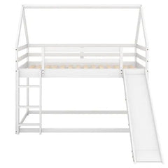 Bellemave® Twin Size Floor House Bunk Bed with Slide and Ladder - Bellemave