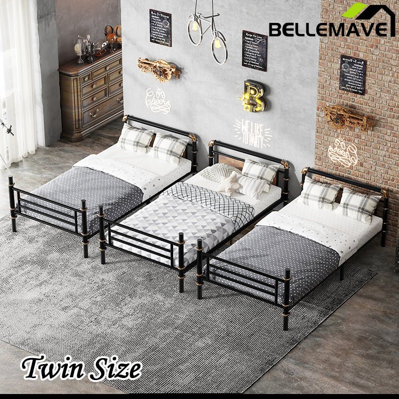Bellemave® Twin Size Heavy Duty Metal Bunk Bed, Quad Bunk Bed for 4 Kids(Can Be Divided Into 3 Twin Beds) - Bellemave