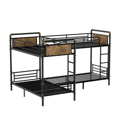 Bellemave® Twin Size Heavy Duty Metal Bunk Bed, Quad Bunk Bed for 4 Kids(Can Be Divided Into 3 Twin Beds) - Bellemave