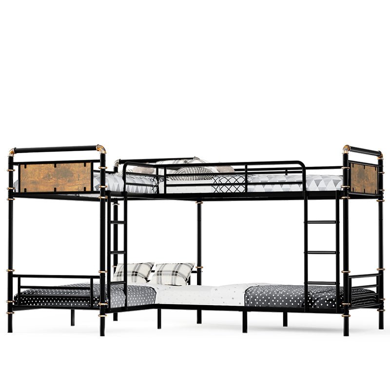 Bellemave® Twin Size Heavy Duty Metal Bunk Bed, Quad Bunk Bed for 4 Kids(Can Be Divided Into 3 Twin Beds) - Bellemave