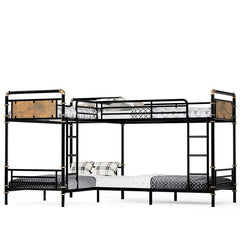Bellemave® Twin Size Heavy Duty Metal Bunk Bed, Quad Bunk Bed for 4 Kids(Can Be Divided Into 3 Twin Beds) - Bellemave