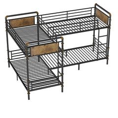 Bellemave® Twin Size Heavy Duty Metal Bunk Bed, Quad Bunk Bed for 4 Kids(Can Be Divided Into 3 Twin Beds) - Bellemave