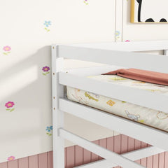 Bellemave® Twin Size High Loft Bed with Inclined Ladder and Guardrails - Bellemave