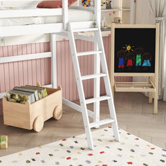 Bellemave® Twin Size High Loft Bed with Inclined Ladder and Guardrails - Bellemave