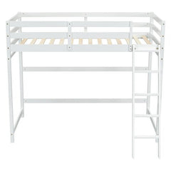 Bellemave® Twin Size High Loft Bed with Inclined Ladder and Guardrails - Bellemave