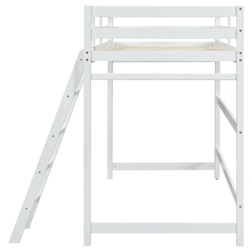 Bellemave® Twin Size High Loft Bed with Inclined Ladder and Guardrails - Bellemave