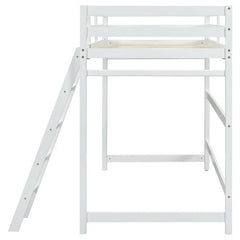 Bellemave® Twin Size High Loft Bed with Inclined Ladder and Guardrails - Bellemave