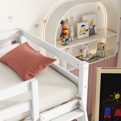 Bellemave® Twin Size High Loft Bed with Inclined Ladder and Guardrails - Bellemave
