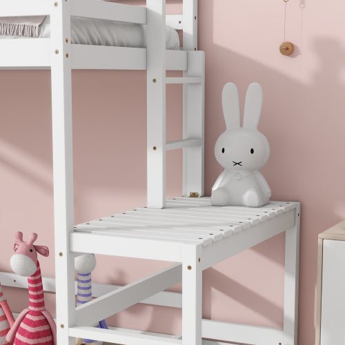 Bellemave® Twin Size High Loft Bed with Ladder landing Platform, Ladders and Guardrails - Bellemave