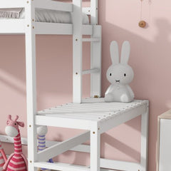 Bellemave® Twin Size High Loft Bed with Ladder landing Platform, Ladders and Guardrails - Bellemave