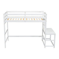 Bellemave® Twin Size High Loft Bed with Ladder landing Platform, Ladders and Guardrails - Bellemave