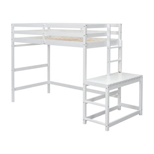 Bellemave® Twin Size High Loft Bed with Ladder landing Platform, Ladders and Guardrails - Bellemave