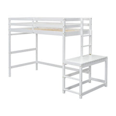 Bellemave® Twin Size High Loft Bed with Ladder landing Platform, Ladders and Guardrails - Bellemave