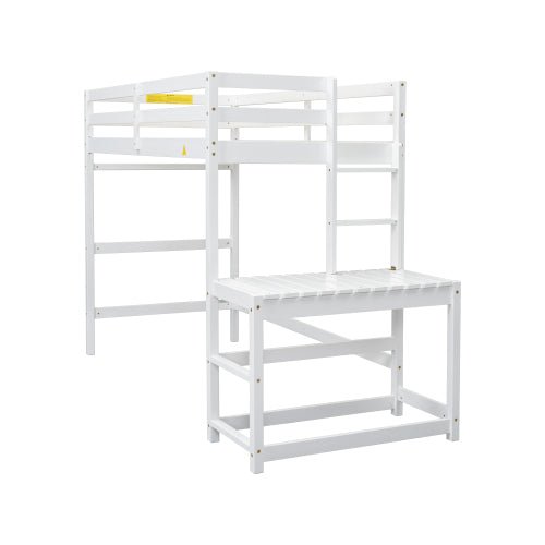 Bellemave® Twin Size High Loft Bed with Ladder landing Platform, Ladders and Guardrails - Bellemave
