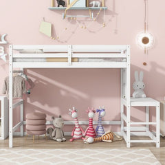 Bellemave® Twin Size High Loft Bed with Ladder landing Platform, Ladders and Guardrails - Bellemave