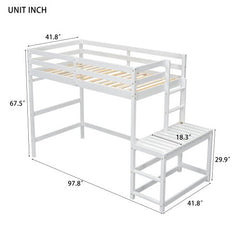 Bellemave® Twin Size High Loft Bed with Ladder landing Platform, Ladders and Guardrails - Bellemave