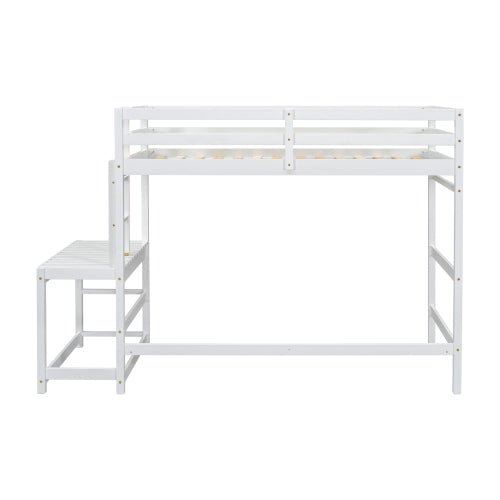 Bellemave® Twin Size High Loft Bed with Ladder landing Platform, Ladders and Guardrails - Bellemave