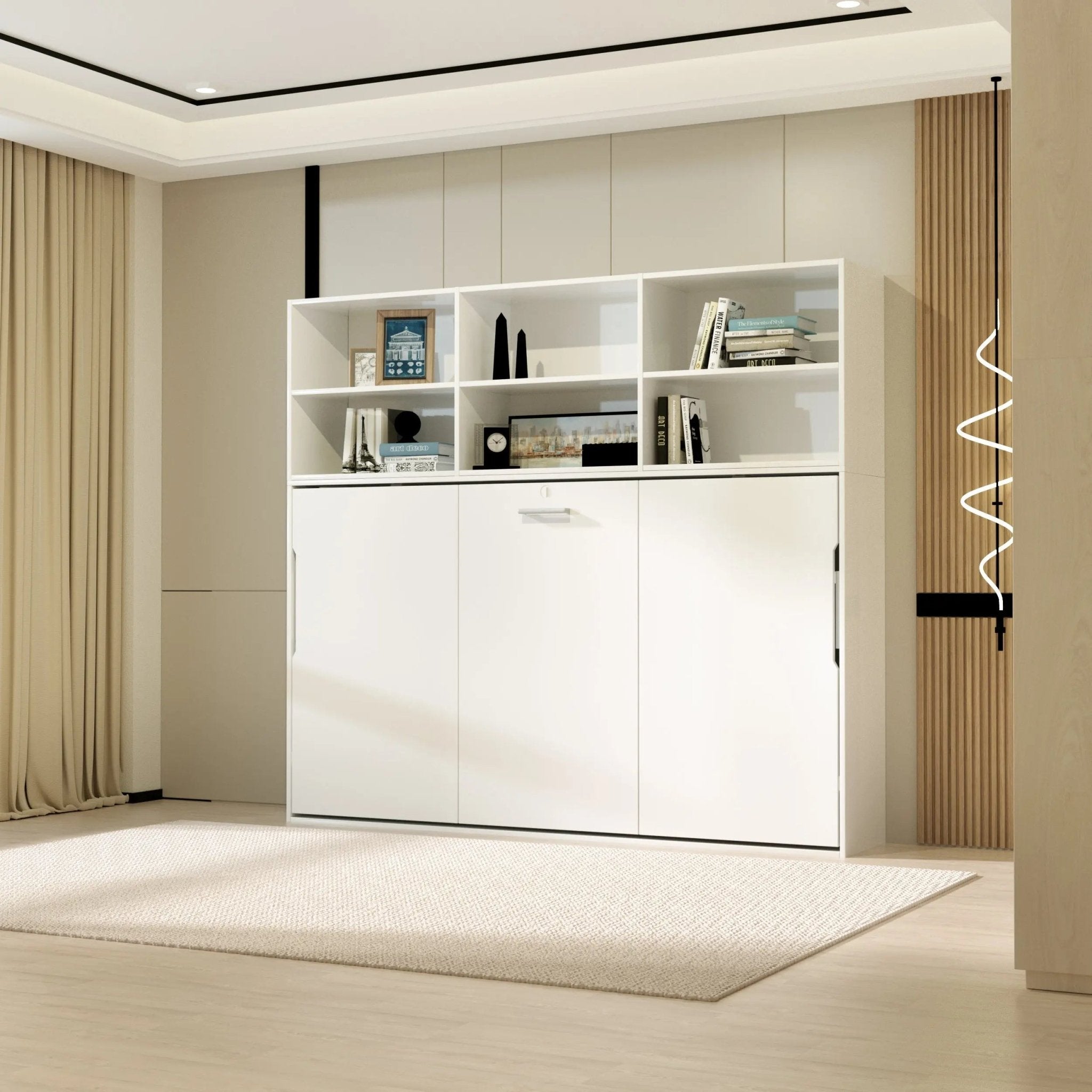 Bellemave® Twin Size Horizontal Murphy Bed with Shelf Storage and New Style Gas Struts - Bellemave