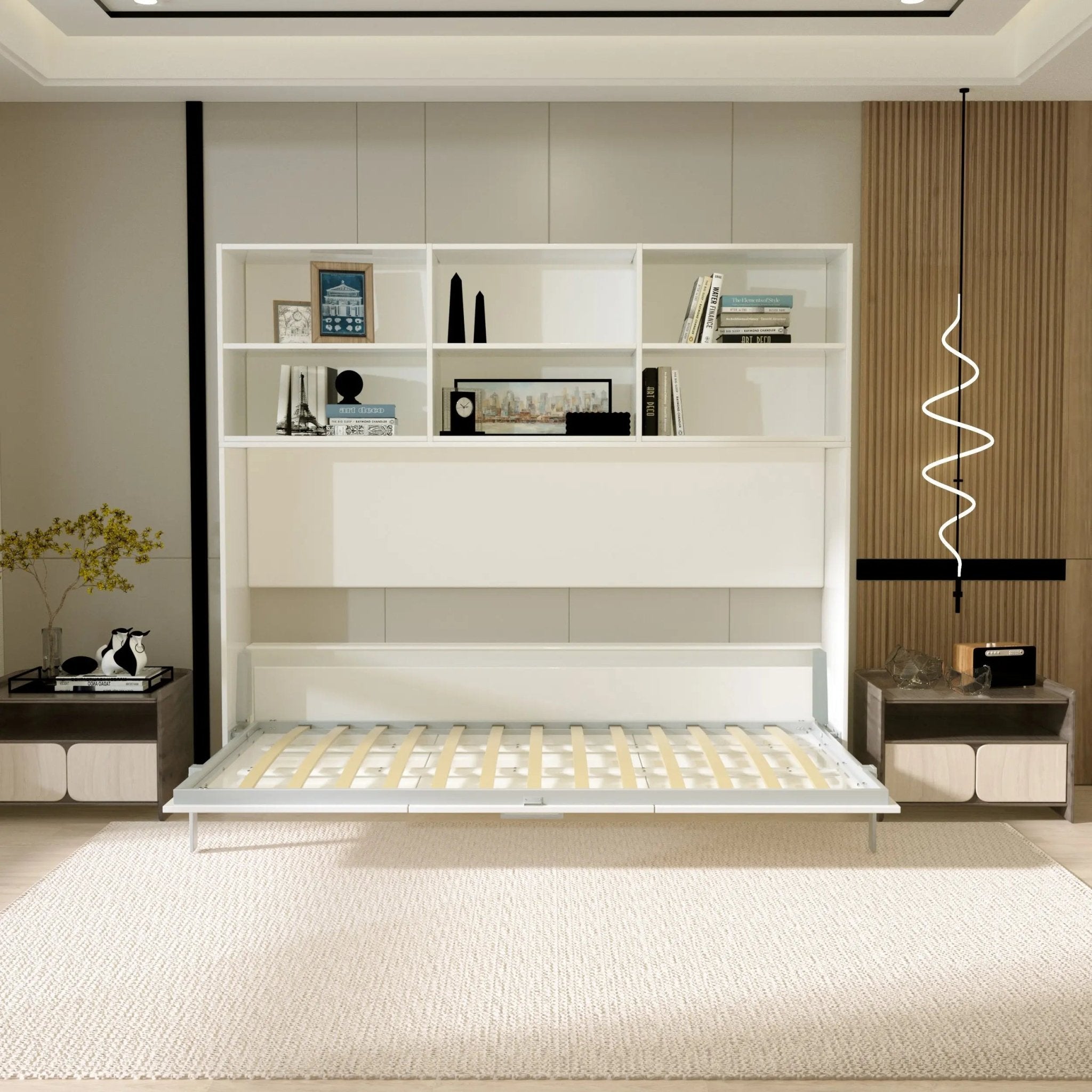 Bellemave® Twin Size Horizontal Murphy Bed with Shelf Storage and New Style Gas Struts - Bellemave