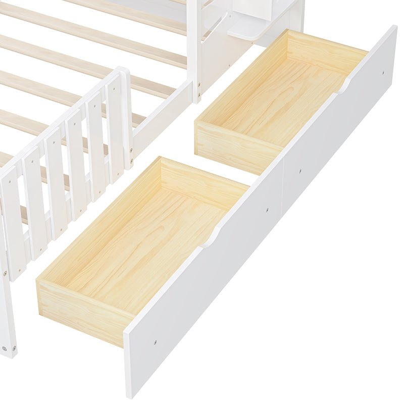 Bellemave® Twin Size House Bed With 2 Storage Drawers and Guardrails,Roof and Window - Bellemave