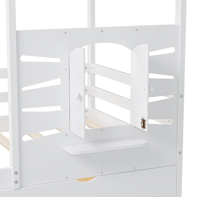 Bellemave® Twin Size House Bed With 2 Storage Drawers and Guardrails,Roof and Window - Bellemave