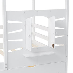 Bellemave® Twin Size House Bed With 2 Storage Drawers and Guardrails,Roof and Window - Bellemave