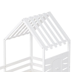 Bellemave® Twin Size House Bed With 2 Storage Drawers and Guardrails,Roof and Window - Bellemave