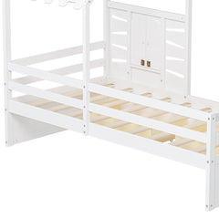 Bellemave® Twin Size House Bed With 2 Storage Drawers and Guardrails,Roof and Window - Bellemave