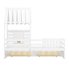 Bellemave® Twin Size House Bed With 2 Storage Drawers and Guardrails,Roof and Window - Bellemave