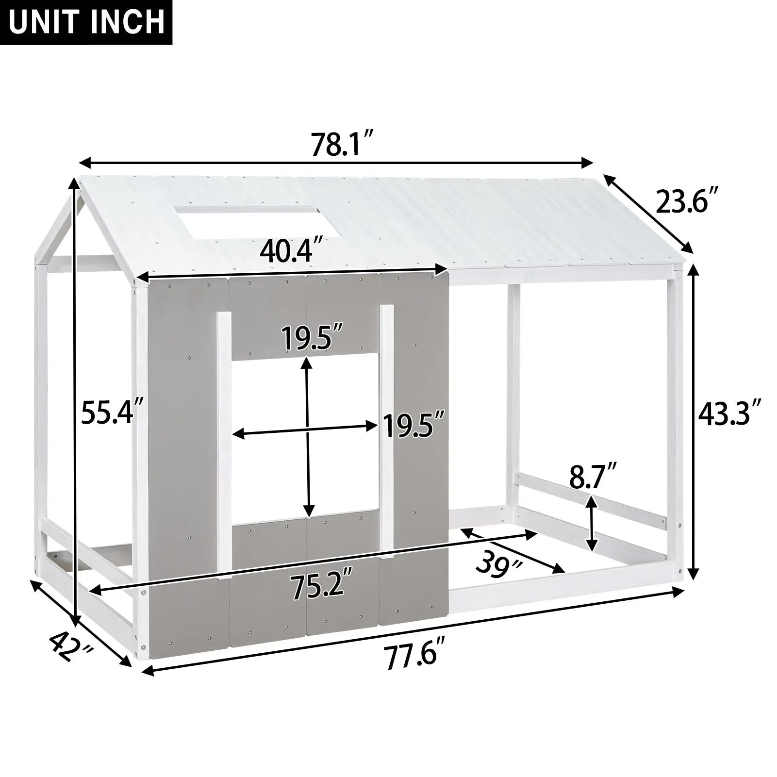 Bellemave® Twin Size House Bed with Roof and Window - Bellemave