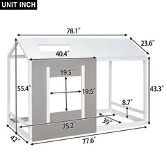 Bellemave® Twin Size House Bed with Roof and Window - Bellemave