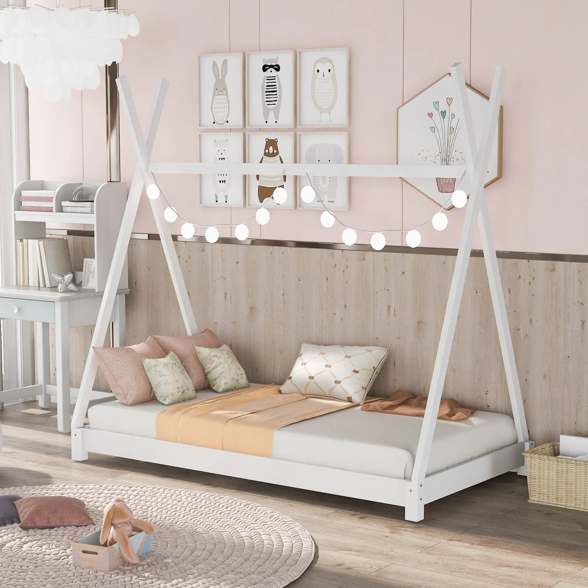 Bellemave® Twin Size House Bed with Triangle Tructure - Bellemave