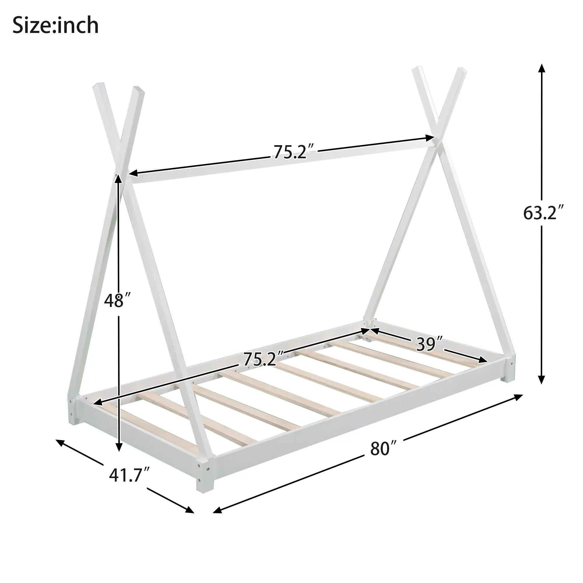 Bellemave® Twin Size House Bed with Triangle Tructure - Bellemave