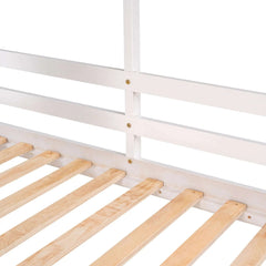 Bellemave® Twin Size House Bunk Bed with Roof and Window, Guardrail and Ladder - Bellemave