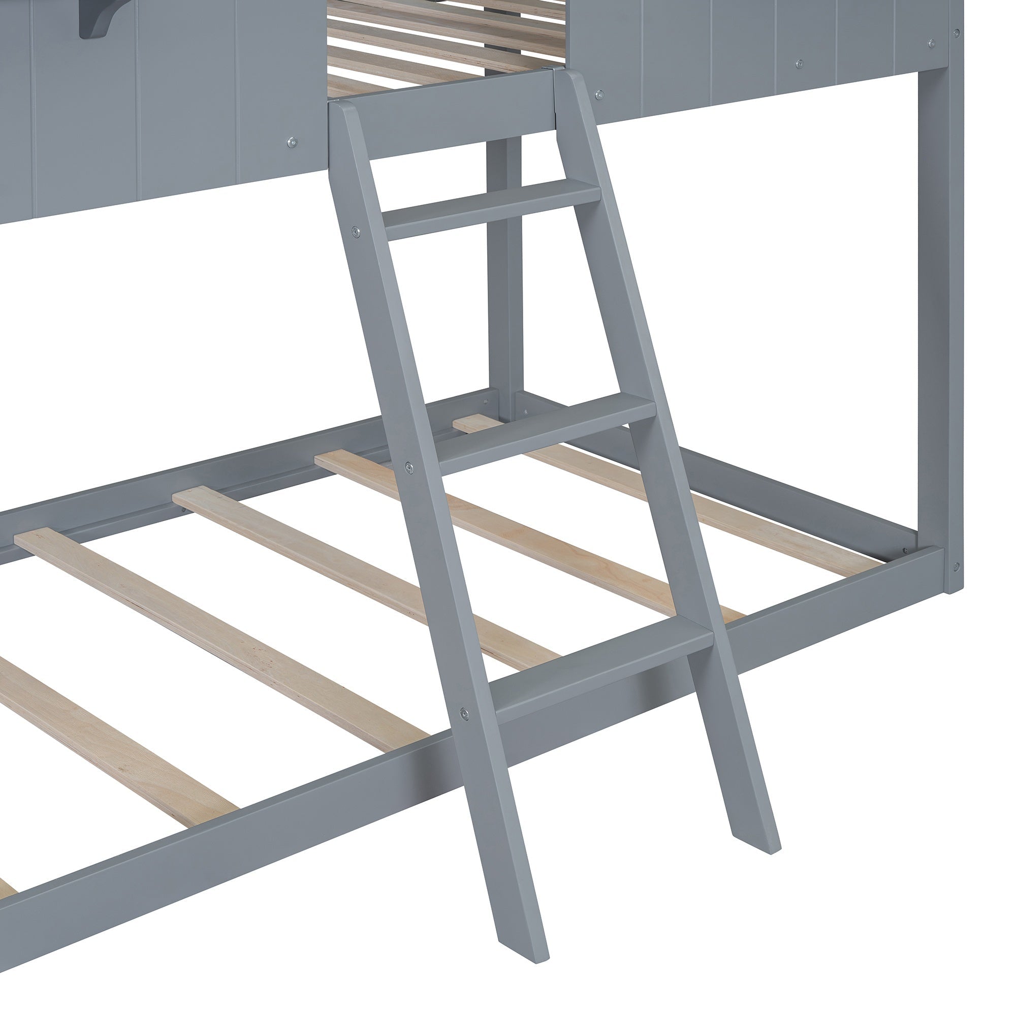 Bellemave® Twin Size House Bunk Bed with Roof and Window, Guardrail and Ladder - Bellemave